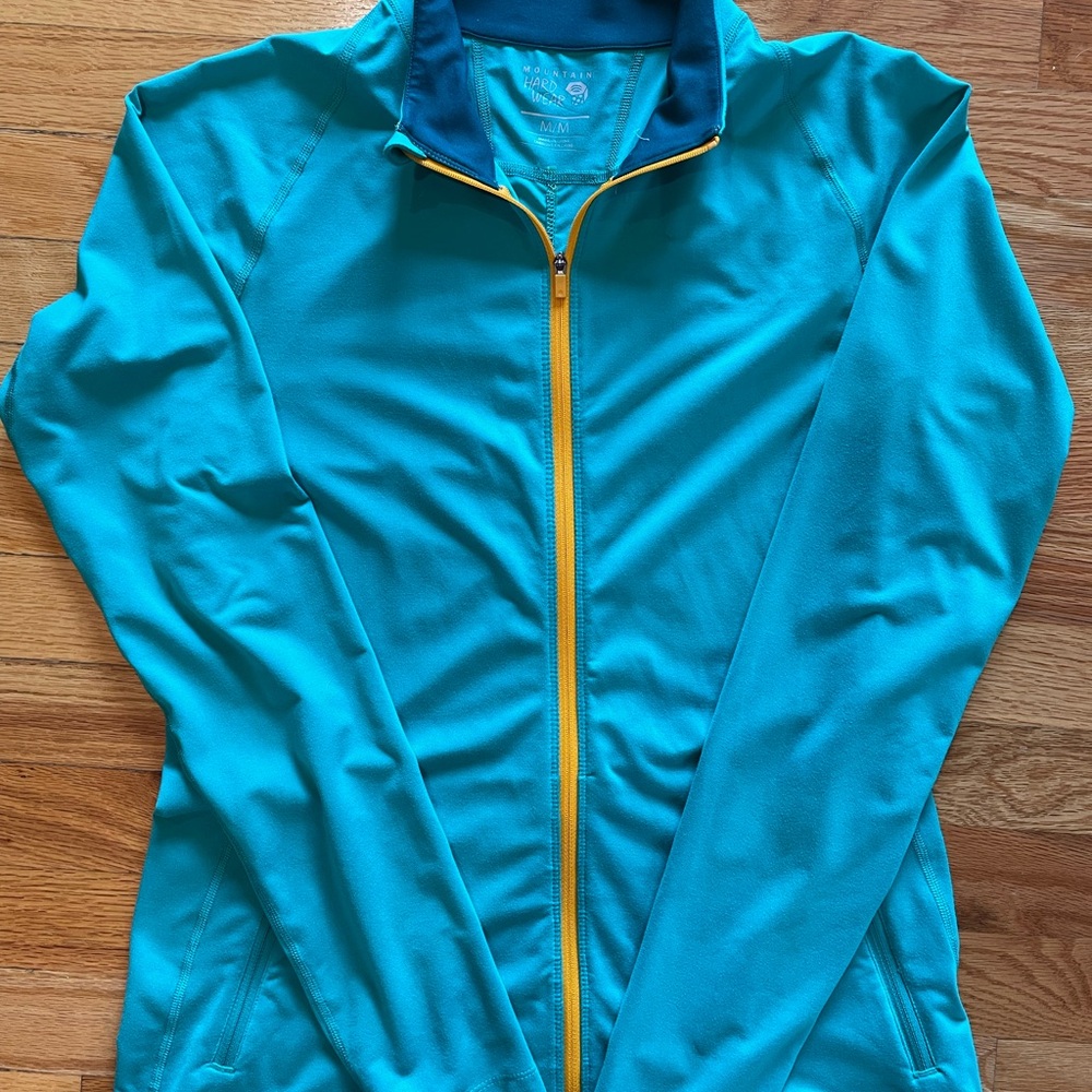 Mountain Hardwear Teal Jacket with Orange Zipper